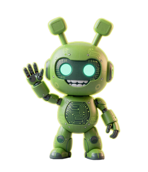 Caszilla Roboter-Maskottchen von Casoola Casino mit leuchtenden Augen und Antenne