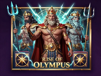 Rise of Olympus Slot Thumbnail mit griechischen G&ouml;ttern und Blitzen bei Casoola Casino