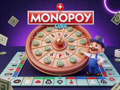 Monopoly Live Game-Show mit buntem Gl&uuml;cksrad und 3D-Spielfiguren bei Casoola Casino