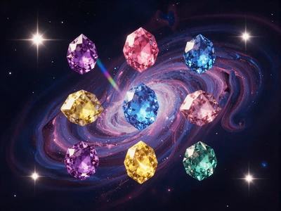 Starburst Slot Thumbnail mit kosmischen Juwelen und Edelsteinen im Weltraum bei Casoola Casino